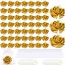 Treela 50 Set Flower Candles Wedding Favor for Guests Mini Gold Rose Shaped Tealight Candles for Return Gift Wedding Birthday Bridal Shower Housewarming Party
