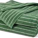 Jacquotha Bath Towels 2 Pack, Lighter & Quick Dry Towels Large 27.5 x 55 inches, Luxury Terry Cotton Towels for Bathroom Spa Swim, Forest Green & White Striped