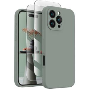 FireNova Designed for iPhone 16 Pro Case, Silicone Upgraded [Camera Protection] Phone Case, Soft Anti-Scratch Microfiber Lining Inside, 2024, Calke Green
