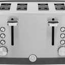 GE Stainless Steel 4 Slice Toaster | Extra Wide Slots for Bagels, Breads, Waffles & More | 7 Shade Options | Countertop Kitchen Essentials | 1500 watt