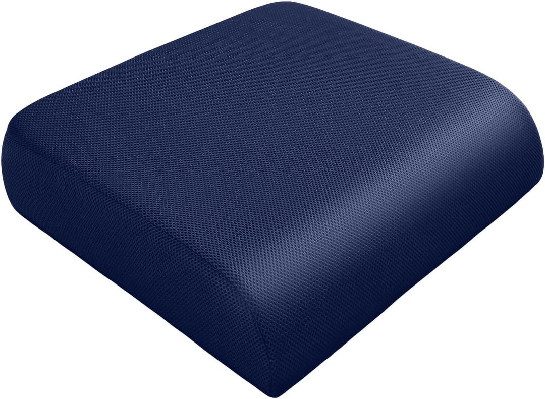 YOUFI Extra Thick Large Seat Cushion, Gel Memory Foam Cushion with Carry Handle Non Slip Bottom, Pain Relief Coccyx Cushion for Wheelchair Office Chair (Navy Blue, 19" x 17.5" x 4")