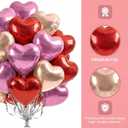 18 Inch Red & Pink & Champagne Gold Heart Balloons, 30 Pcs Heart Shaped Foil Balloons for Valentines Day, Wedding, Birthday - 10 Red, 10 Pink, 10 Champagne Gold Balloons set- Support Helium