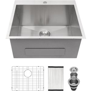 25 Inch Utility Laundry Sink Drop In 16 Gauge Stainless Steel Single Bowl Laundry Room Sink Laundry & Utility Room Kitchen Sinks 25"x22"x12"