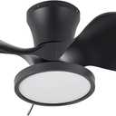 ocioc Quiet Ceiling Fan with LED Light 22 inch Large Air Volume Remote Control for Kitchen Bedroom Dining Room Patio (Black)