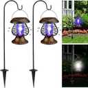 2 x Qualirey Solar Bug Zapper Outdoor Waterproof Mosquito Repellent Outdoor Solar Mosquito Zapper Plastic Ring Bug Lights Insect Mosquito Killer Lamp (Antique Bronze,2 Pcs)