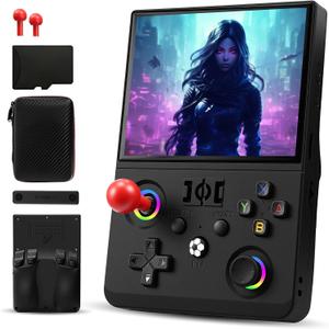 R36MAX Retro Handheld Game Console, 4.5" IPS HD Screen 1024*768 Retro Gaming Console with Detachable Joystick, 20,000+ Classic Games, 30+ Emulators, Protable Hand Held Video Games (Black)