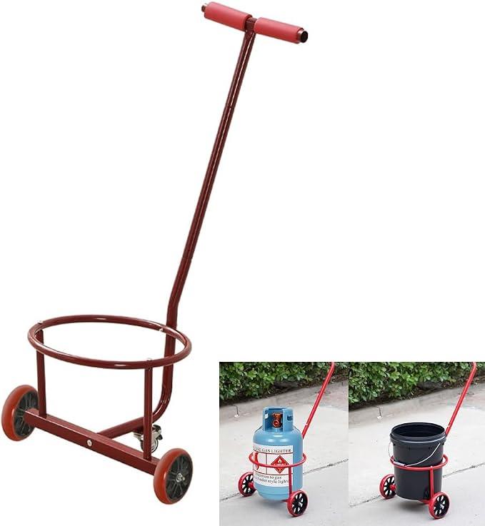 Multifunctional Effortless Utility Cart | Water Bucket Hauler, Trash & Propane Tank Mover | Essential for Elderly Home Use, Camping, Outdoors, Garden & Workshop | Heavy Duty Easy Pulling, Red
