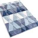 Tiita Bath Rugs for Bathroom 24" x 36" Non-Slip Blue Bath Mats Machine Washable Absorbent Shaggy Floor Foot Mat Microfiber Striped Pad Shower Rug