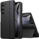 BXYJY for Samsung Galaxy Z Fold 5 Case with Stand, Front Screen Protector, Hinge Protection, Slim & Rugged, Full Body Hard Cover, Daily Drop Protective Phone Case for Samsung Z Fold 5 5g 2023, Black
