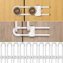 Jetec 10 Pack Baby Cabinet Locks, No Adhesive No Drill Child Safety Locks for Cabinets with Knobs or Handles, Adjustable U-Shaped Child Proof Latches for Cupboards, Fridge, Closet, Pets(White)