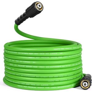 YAMATIC Flexible Pressure Washer Hose 50FT, 3400 PSI 1/4'' Power Washer Hose Replacement for Gas&Electric Washer, Kink Resistant Extension Leak-Free M22 Fittings, Green