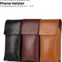 LEATHER VILLAGE Carbon Genuine Leather Phone Holster with Belt Clip - Compatible with iPhone 16 Pro Max 15 Pro Max 14 Pro Max 13 Pro Max 12 Pro Max 16 Plus 15 Plus 14 Plus Galaxy s23/24Plus- Brown- L
