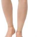 TOFLY Calf Compression Sleeve for Men & Women, 1 Pair, Footless Compression Socks 20-30mmHg for Leg Support, Shin Splint, Pain Relief, Swelling, Varicose Veins, Maternity, Nursing, Travel, Beige M