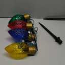 Jumbo C9 Christmas Pathway Lights Outdoor,7FT Jumbo Christmas Lights with Pathway Marker Stakes and 4 LED Diamond Pattern Multicolor Bulb for Holiday Outside Yard Garden Decor,4 Lights