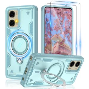 Gritup for Moto G Stylus 5G 2024 Magnetic Case,Compatible with MagSafe & [HD Screen Protector2],Metal Rotated Kickstand,Military Grade Shockproof Protective,Moto G Stylus 5G 2024,Light Blue