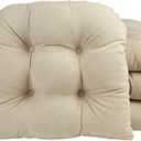 Klear Vu Gripper Overstuffed Universal Non-Slip Dining Chair Cushions for Kitchen Decor or Office Use, U-Shaped Skid-Proof Seat Pad, 15x15 Inches, 4 Count (Pack of 1), Linear Stone Tan