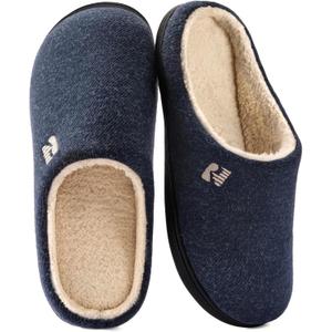 RockDove Men's Sherpa Lined Memory Foam Clog Slipper (13-14, Navy Blue)