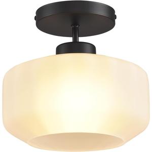 Industrial Black Matte Light Fixtures Ceiling Mount, with Frosted Glass Shades Semi Flush Mount Ceiling Light, for Hallway Fixtures Kitchen, Foyer