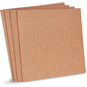 Juvale Cork Board Tiles - 12 x 12 in, 1/4 in Thick, 4-Pack Brown Square - Corkboard for Office & Bulletin Boards for Walls - Crafts, Coasters & Trivets