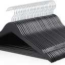 Amazon Basics Wood Suit Clothes Hangers for Closet Organizer, Black, 30-Pack