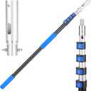 16FT Pool Pole Aluminum Telescopic Extension Pole,Suitable for Above-Ground/In-Ground Pool Cleaning, Compatible with Leaf Skimmer/Brush/Net Bag/Vacuum/Filter Accessories