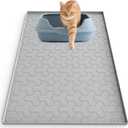 Silicone Cat Litter Mat for Litter Box - 34" X 22"/24" X 15" Waterproof Urine - Proof Mat, Non - Slip Trapping Pad to Keep Floor Clean, Easy to Clean Cat Floor MatGray)