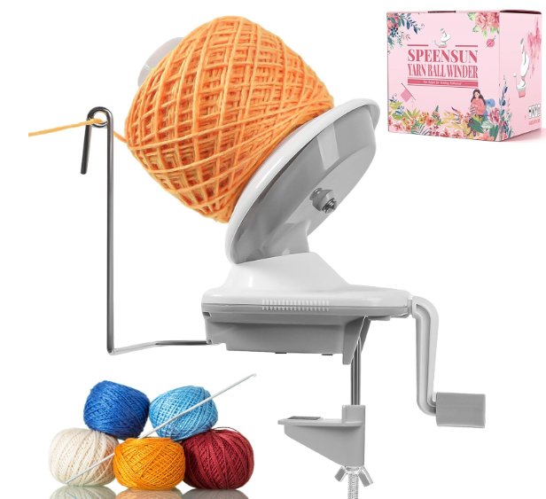 SPEENSUN Yarn Winder, Yarn Winder for Crocheting, 3.5 OZ Easy-to-Install and Efficiently Yarn Ball Winder with Lower Noise, Yarn Spinner for Crochet and Knitting Lover for Yarns Below Size 5