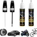 Gloss Black Rim Touch Up Paint, Car Wheel Scratch Repair Paint Pen Curb Rash Scuff Fix Kit with Varnish Clear Coat Pen Accurate Color Easy to Use(Gloss Black Varnish)