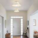 2 Pack Modern Flush Mount Ceiling Light, 11.8'' Cream White Metal Ceiling Light Fixtures with Natural Wood Accent, Farmhouse Semi Flush Mount Light Fixtures for Kitchen, Hallway, Entryway, Bedrooms