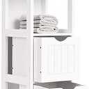 GLACER Floor Storage Cabinet, Freestanding Wooden Bathroom Cabinet with Two Removable Drawers, Ideal for Bathroom, Living Room, Bedroom or Baby’s Room, 12 x 12 x 35 inches (White)