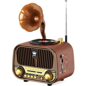 PRUNUS J-190 Portable Radio AM FM SW Bluetooth, for Dad and Mom, Retro Radios Vintage Small Transistor Radio with Best Sound, USB Rechargeable, Rotary Knob Great, Gifts for Seniors