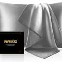 INFIIXSO Mulberry Silk Pillowcase for Hair and Skin, Silk Pillow Cases Standard Size Set of 2 with Hidden Zipper 20x26 Inches, Smooth and Soft Cooling Pillow Cases for Hot Sleepers(Dark Grey,2 Pack)