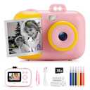 Instant Camera for Kids with Print Paper, 1080P HD Kids Camera Instant Print with 32GB SD Card, Girls Toys for Ages 5-7, Birthday Gifts for 5 6 7 8 9 Year Old Girls