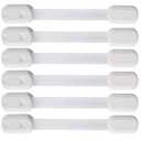 6 Pack Vmaisi Multi-Use Adhesive Straps Locks - Childproofing Baby Proofing Cabinet Latches for Drawers, Fridge, Dishwasher, Toilet Seat, Cupboard, Oven,Trash Can, No Drilling (White) (6)