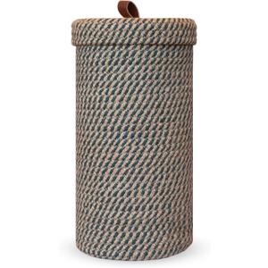 Handmade Cotton & Jute Toilet Paper Holder Woven Toilet Paper Stand & Storage Basket with Lid, Freestanding Organizer for Bathroom, Fits 3 Rolls Green