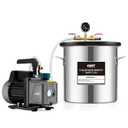 Orion Motor Tech 5 Gal Vacuum Chamber with Pump Kit, 3.5 cfm Vacuum Pump and Chamber Kit with Tempered Glass Lid 5 ft Hose, Vacuum Degassing Chamber Kit for Stabilizing Wood Degassing Silicone Resin