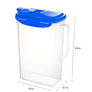 LocknLock Aqua Fridge Door Water Jug with Handle BPA Free Plastic Pitcher with Flip Top Lid Perfect for Making Teas and Juices, 2 QT, Blue