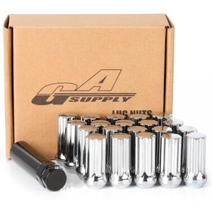 GAsupply 1/2-20 Lug Nuts, 1/2 X 20 Closed End Acorn Tuner Long Spline Lug Nuts 2" (50mm) Tall Conical Seat 60 Degree Chrome Lug Nuts, 20 Pack+1 Spline Lug Key (Silver)