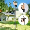 Bird House Pole for Outdoor, 72 Inch Heavy Duty Bird Feeder Pole with 5-Pronged Base, Stand for Backyard Garden Bird Watching,Matte Black,1 Pack (Without Bird House)