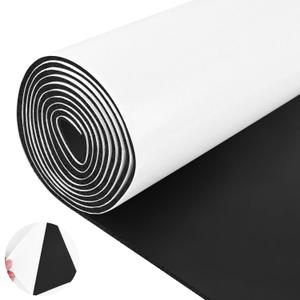 ToLanbbt Sponge Neoprene Foam Sheet with Adhesive - 1/8 Thick, 12 x 59 Closed Cell Foam Rubber Roll, Weatherproof Soundproof Padding for Automotive, Cabinet, Furniture, Crafts, DIY, Black