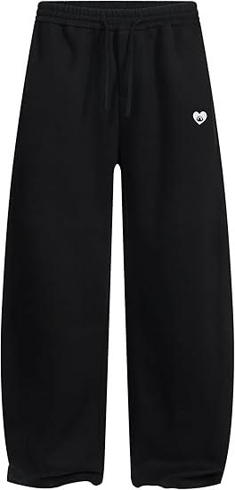 Aelfric Eden Mens Wide Leg Sweatpants Solid Arc Sweat Pants Open Bottom Casual Athletic Lounge Pants with Pockets, M Black