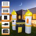 Dawdix 6FT Inflatable Ramadan Mosque Decoration, Inflatable Masjid Eid Mubarak Outdoor Decor, Muslim Islamic Holiday Blow-Up Lawn and Garden