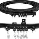 TOKPLNU Ceiling Curtain Track Curved Curtain Rail Wall Mount Flexible Bendable Curtain Track 20 Ft Black Sliding Track System Set for Bay Window, Room Divider