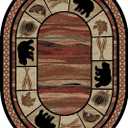 Mayberry Rug Rustic Lodge Bear Cabin Multi 5'3"x7'3" Oval Area Rug