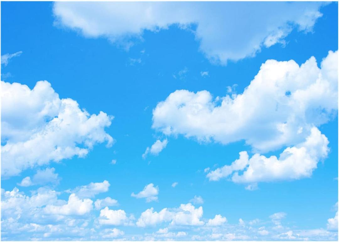 XLL 10x8FT Fabric Blue Sky White Clouds Theme Photography Backdrops Clear Sky Kids Birthday Party Banner Newborn Baby Shower Photo Background Wedding Party Decor Studio Props