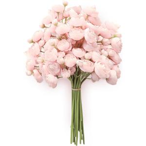 Floroom Ranunculus Artificial Flowers 18 Pcs Blush Faux Silk Mini Ranunculus Bulk Fake Wedding Filler Flowers for DIY Pink Bouquets, Centerpieces, Bridal Shower Decorations & Arrangements