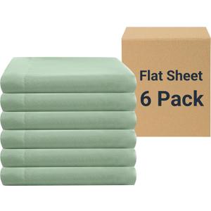 ZPECC Bulk Flat Sheets Only Full Size 6 Pack, Easy Sort Top Bed Sheet by Color-Coded Label, Soft Durable Brushed Microfiber Fabric Hotel Airb&bs Essentials for Hosts, 81"x96", Sage Green