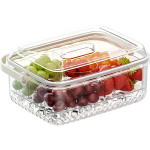 Fruit Ice Serving Tray, Chilled Veggie Tray, Shrimp Cocktail Serving Dish, Appetizer Serving Platter for Parties, Clear Party Platter with Lid and 4 Compartments Keeps Food Cool