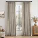 Topfinel 96 Inches Long Pinch Pleated 100% Blackout Curtains,Thermal Insulated Burlywood Linen Pinch Pleat Viral Drapes with Hooks Rings 2 Panel Sets,Neutral Beige Ivory 8FT Back Tab Window Curtains