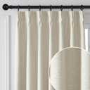 Pinch Pleat Linen Sheer Curtain for Bedroom,Back Tab Stripe Transparent Voile Window Drapes for Living Room, 2 Panels,40" W x90 L,Linen
